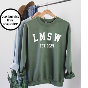 Licensed Master Social Worker Sweatshirt, LMSW Crewneck Sweater, LMSW Gift, LMSW Unisex Shirt, Graduation Gift, Customizable, Personalized