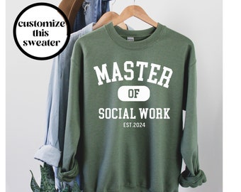 Sudadera Master of Social Work, suéter MSW Crewneck, camisa unisex MSW, regalo MSW, regalo de graduación, regalo de agradecimiento, personalizable, de moda