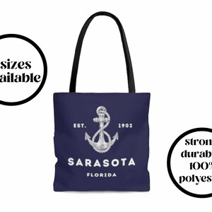 Sarasota Florida Tote Bag, Sarasota FL Beach Bag, Sarasota Gift, Sarasota Souvenir, Sarasota Home, Sarasota House Warming, Sarasota trip