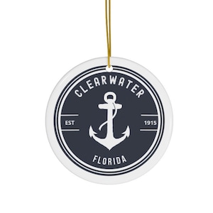Clearwater Florida Christmas Ornament, Clearwater FL Gift, Clearwater Souvenir, Clearwater Trip, Clearwater House Warming Gift