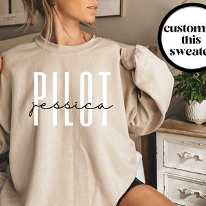 Customized Pilot Sweater, Custom Pilot Shirt, Pilot Crewneck, Pilot Sweatshirt, Pilot Sweater, Pilot Gift, Gift for Pilot, graduation gift