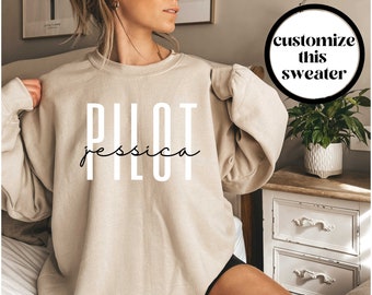 Customized Pilot Sweater, Custom Pilot Shirt, Pilot Crewneck, Pilot Sweatshirt, Pilot Sweater, Pilot Gift, Gift for Pilot, graduation gift