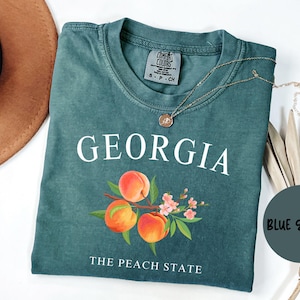 Georgia Shirt, Comfort Colors®, Georgia T-shirt With Peaches, Georgia Unisex Tee Tshirt, House Warming Gift, Gift for Trip, TRENDY
