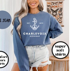 Charlevoix Michigan Sweatshirt, Comfort Colors®, Charlevoix MI Crewneck Sweater, Charlevoix MI Unisex Shirt, Gift Souvenir Trendy