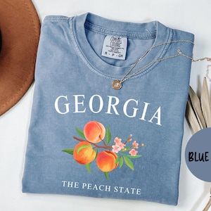 Georgia Shirt, Comfort Colors®, Georgia T-shirt With Peaches, Georgia Unisex Tee Tshirt, House Warming Gift, Gift for Trip, TRENDY