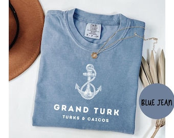 Grand Turk Comfort Colors® Shirt, Turks and Caicos T-shirt Tshirt, Grand Turk Unisex Tee, Gift for Trip, Wedding Gift, TRENDY, Customizable