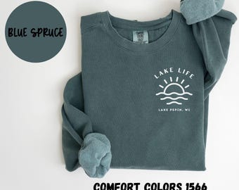 Custom Lake Sweatshirt, Comfort Colors®, Personalized Lake House Crewneck Sweater, Lake Unisex Shirt, House Warming Gift, Gift for Trip