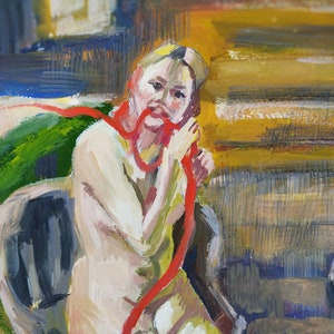 Naked Woman Wall Art Original Gouache painting figurative wall art