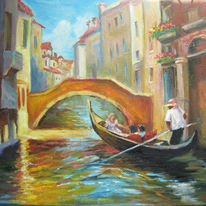 Venice Painting Original Oil Italy Painting 13&quot; x 17&quot; - Urban Painting Gondola Seascape Impressionism - Cityscape Painting Italy Landscape