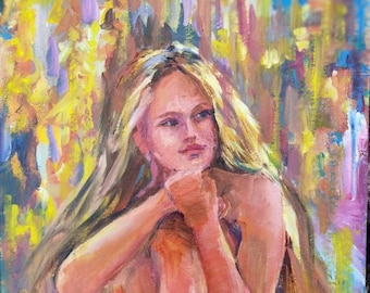 Naked Woman Original Oil painting figurative wall art