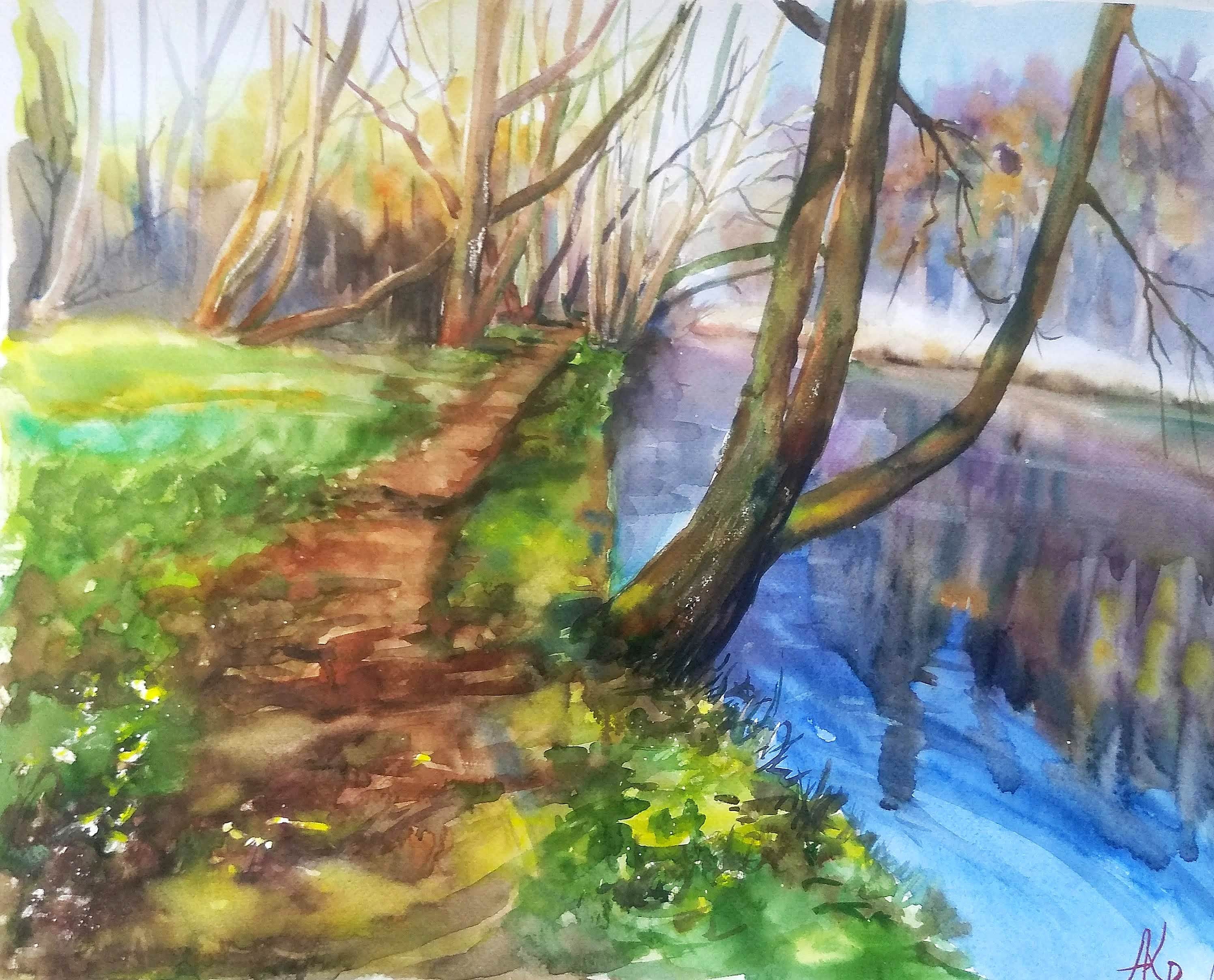 水彩画 風景画 花のある風景 738a0d8947a192075894ecff2715b9