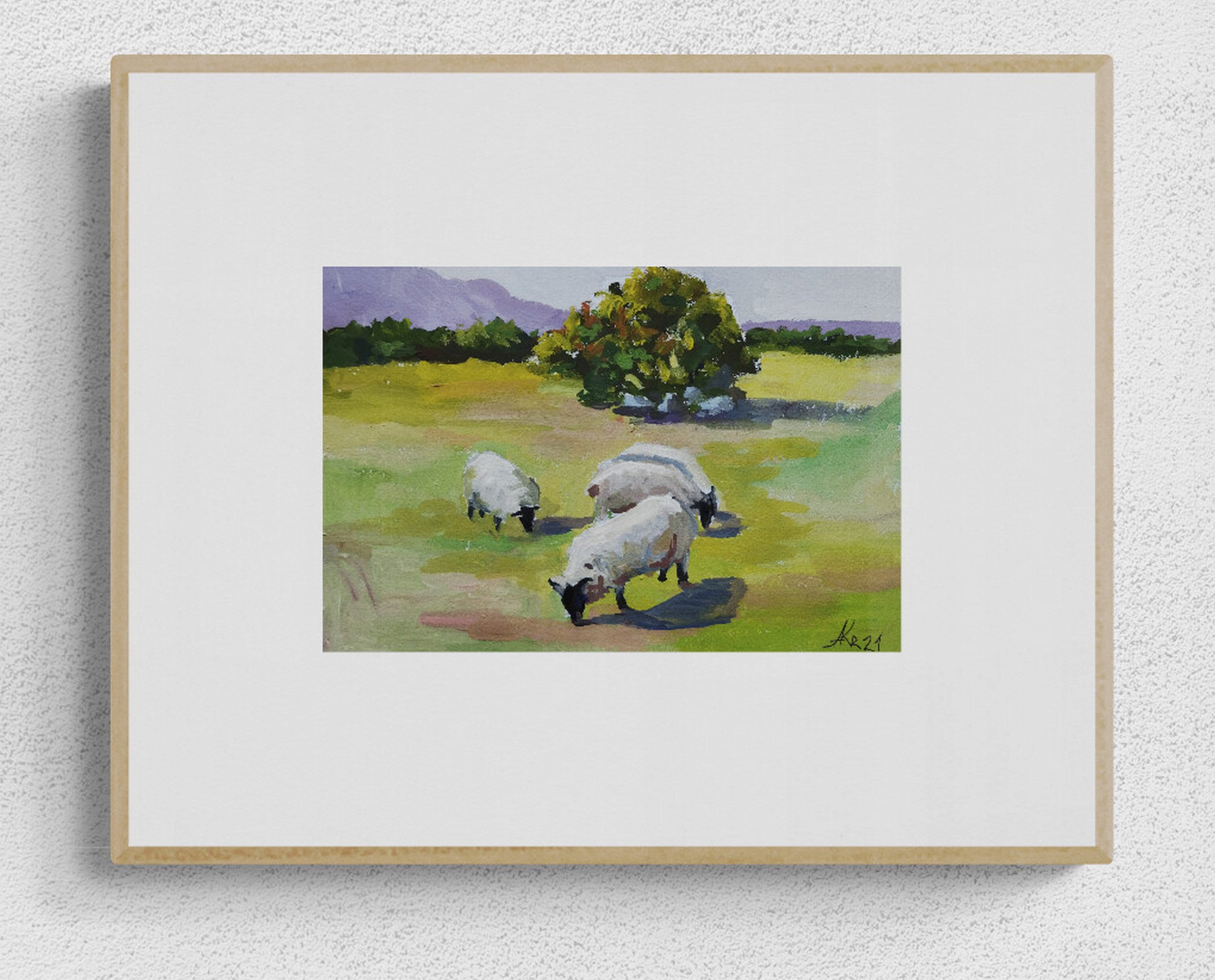 Scotland Painting SHEEP Art Print Sheep Gouache Painting Sex Image Hq