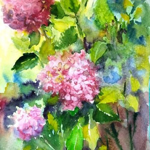 Original Blumenbild rosa Hortensien (23x18cm)