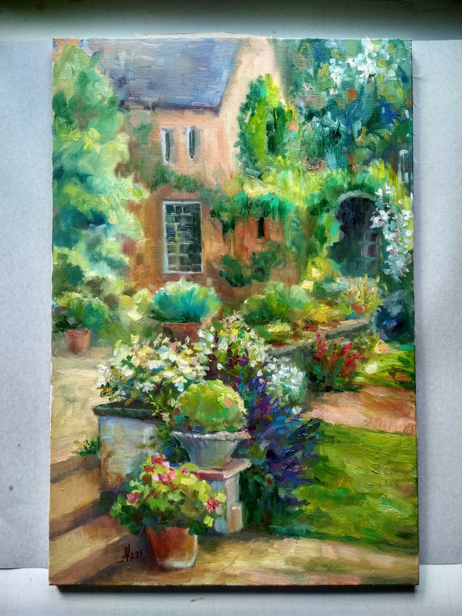French country landscape painting Garden painting on canvas Etsy