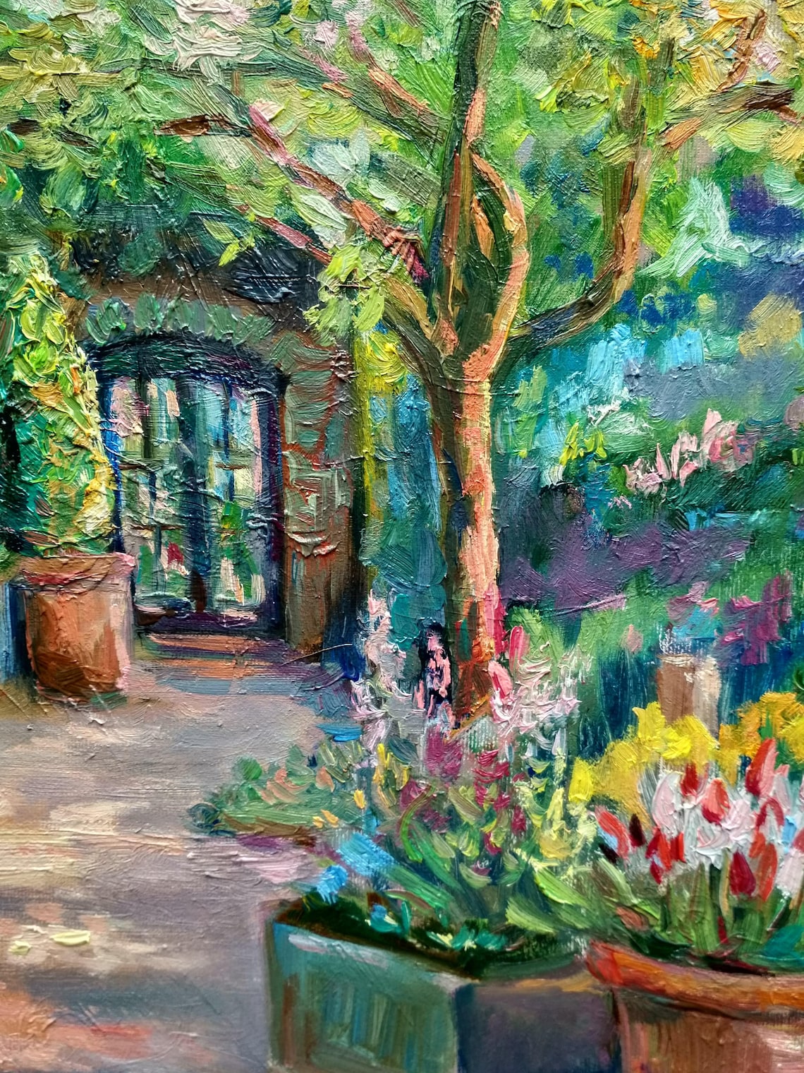 cottage oil painting Blooming garden art Original Etsy
