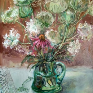 Flower in vase painting Wild flowers paintings on canvas Original oil artwork flowers  wall art