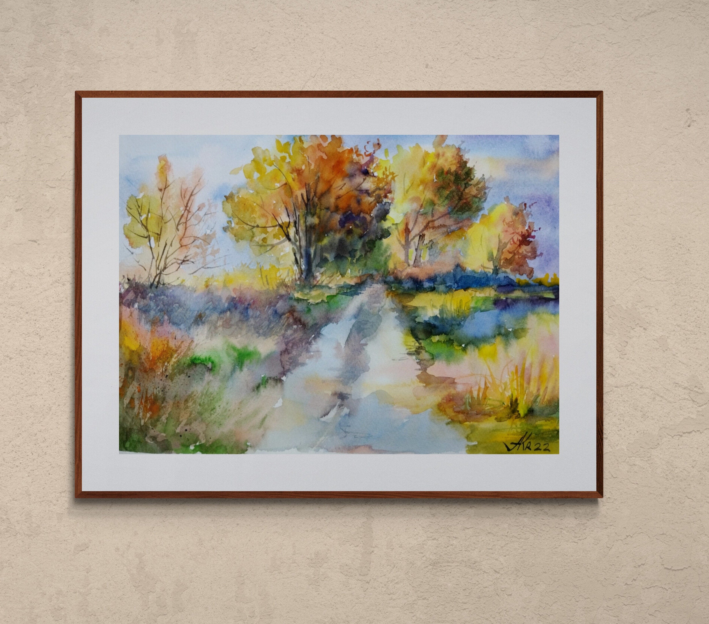 秋の風景 オリジナル水彩画 14