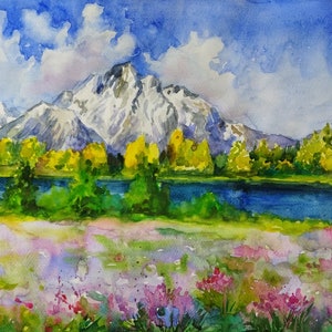 Grand Teton Nationalpark Digitale Datei Aquarell Landschaft Download Grand Teton Landschaft von Ann Krasikova