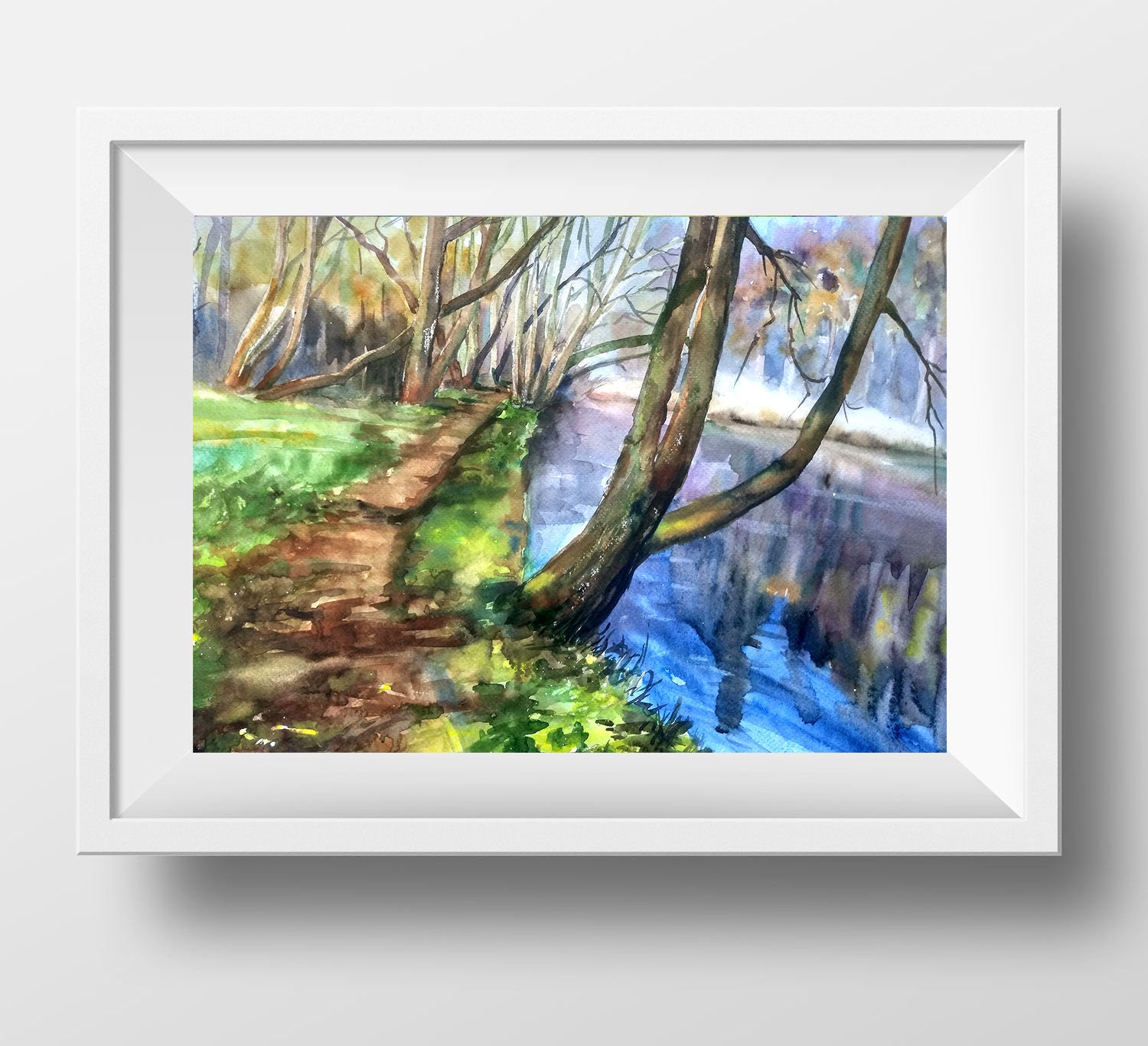 絵画　水彩肉筆画　在名有り　水去　風景画 油絵 風景画 作者作品名不明 直筆 肉筆画