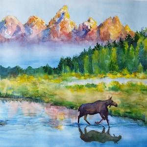 Grand Teton national park Digitaler download Datei Aquarell Landschaft Download Druck