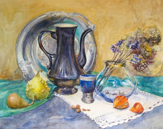 Stillleben Malerei Küche-Wand-Dekor original Aquarell Kunst | Etsy