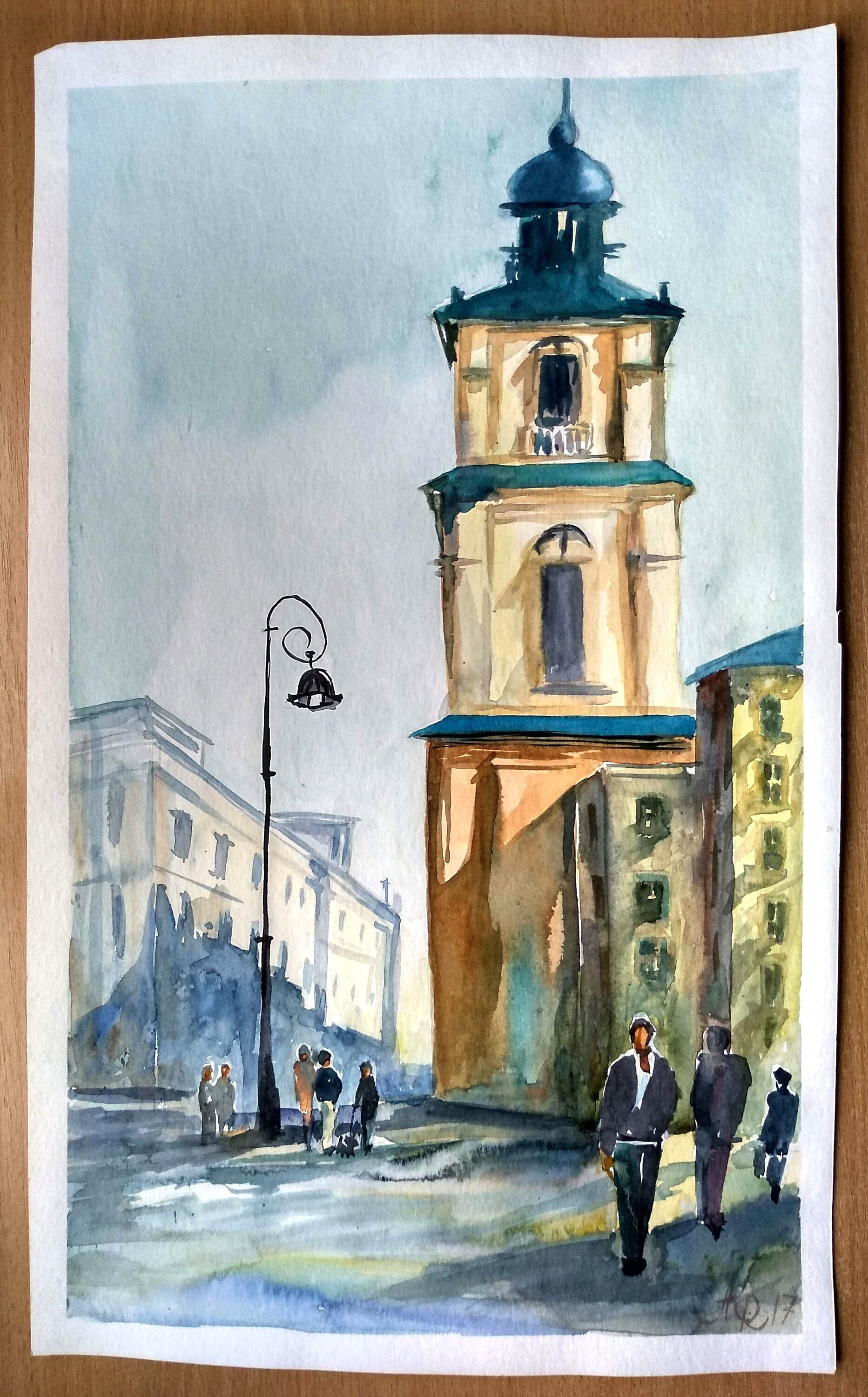 Original Watercolor Painting: European Cityscape Art (11.7