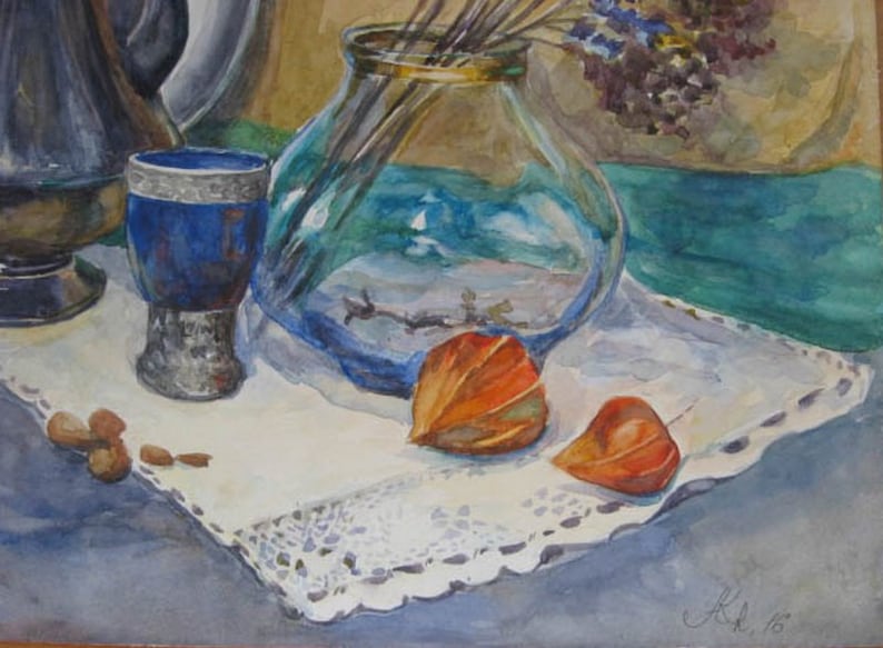 Stillleben Malerei Küche-Wand-Dekor original Aquarell Kunst | Etsy