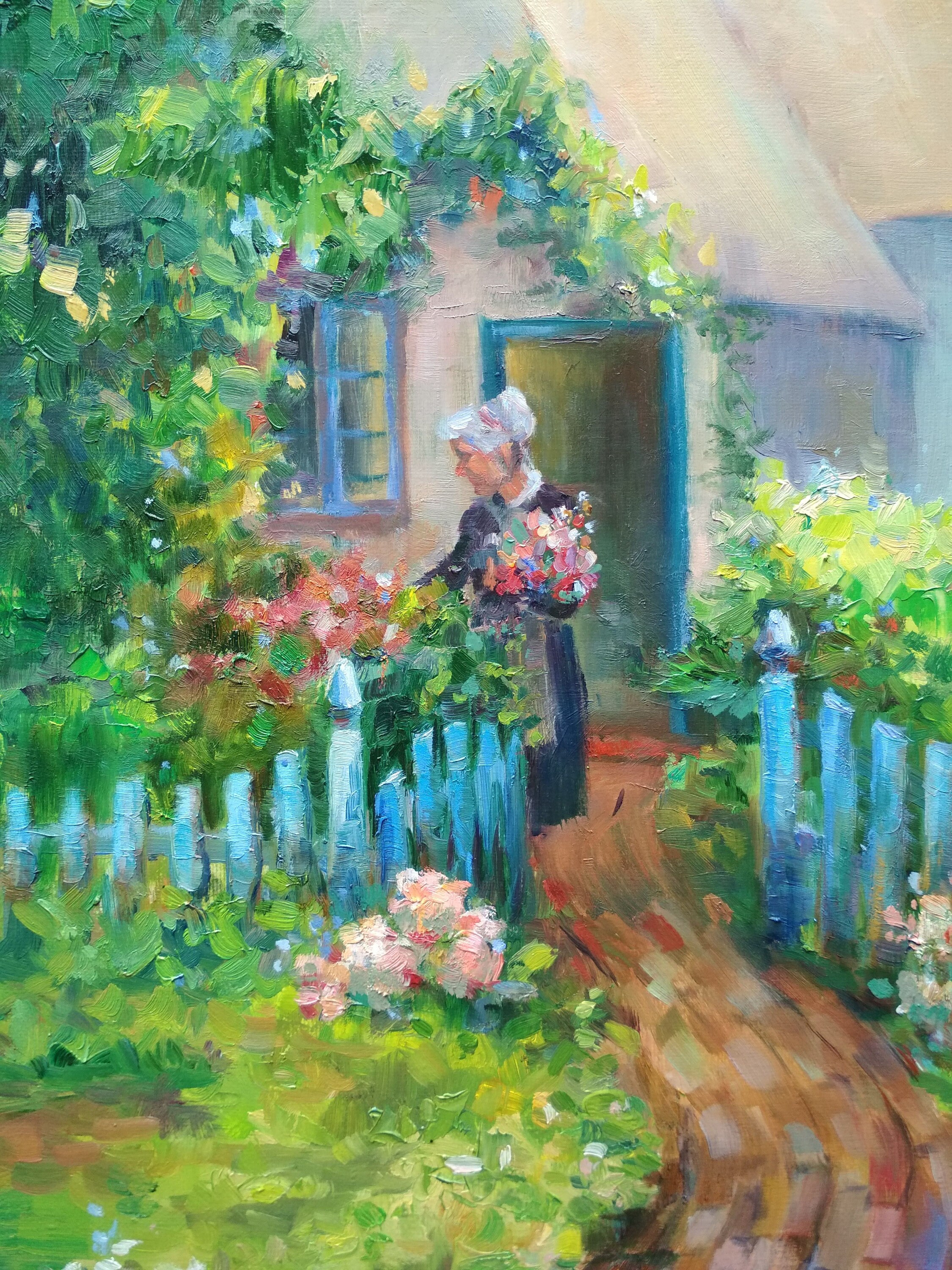 Blooming Garden Art French Countryside Landscape Painting Rose | Etsy