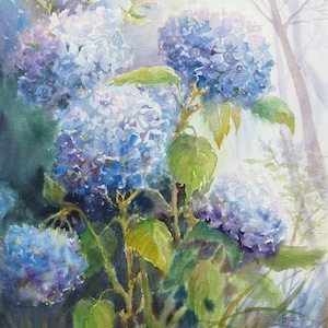 オリジナルのピンクのバラの水彩画：花のボタニカルアート（13.7x19.5
