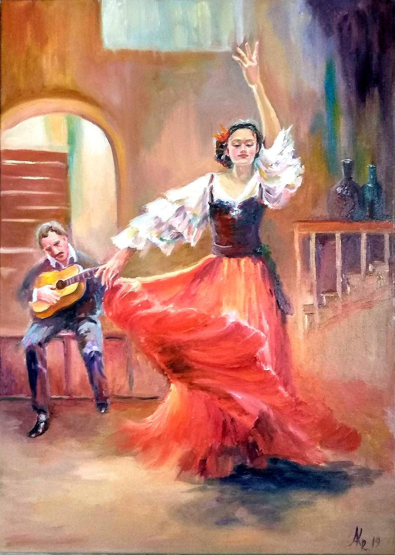 Flamenco woman dancer Original oil painting Flamenco dancer Etsy