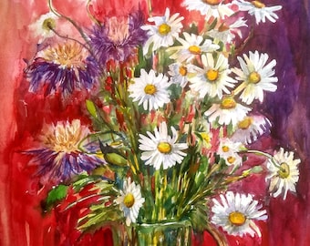 Wildflower Watercolor Painting: Original Floral Still Life Artwork