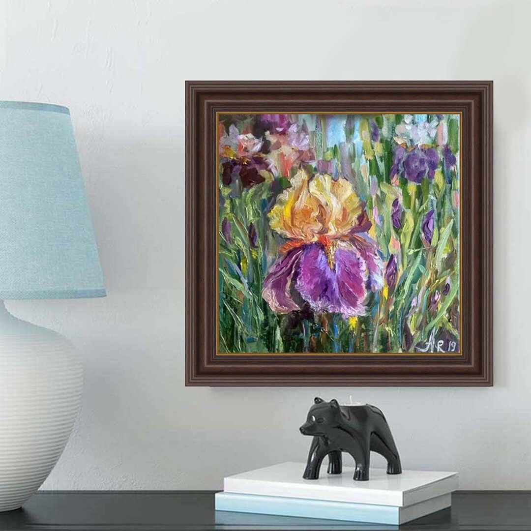 Iris Floral Oil Painting Art Print on Canvas - Etsy