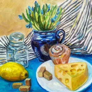 Still life oil painting on canvas, Original painting for Kitchen Painting for dining room