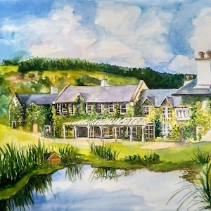 Custom Watercolor House Portrait: Personalized Home Painting Art Gift