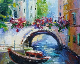 Venice Painting Original Oil Italy Painting 12" x 10“ - Impressionism - Italy Cityscape Painting