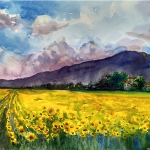Sunflower Field Digital download print Ukraine Digital print Sunflower Field Landscape by Ann Krasikova