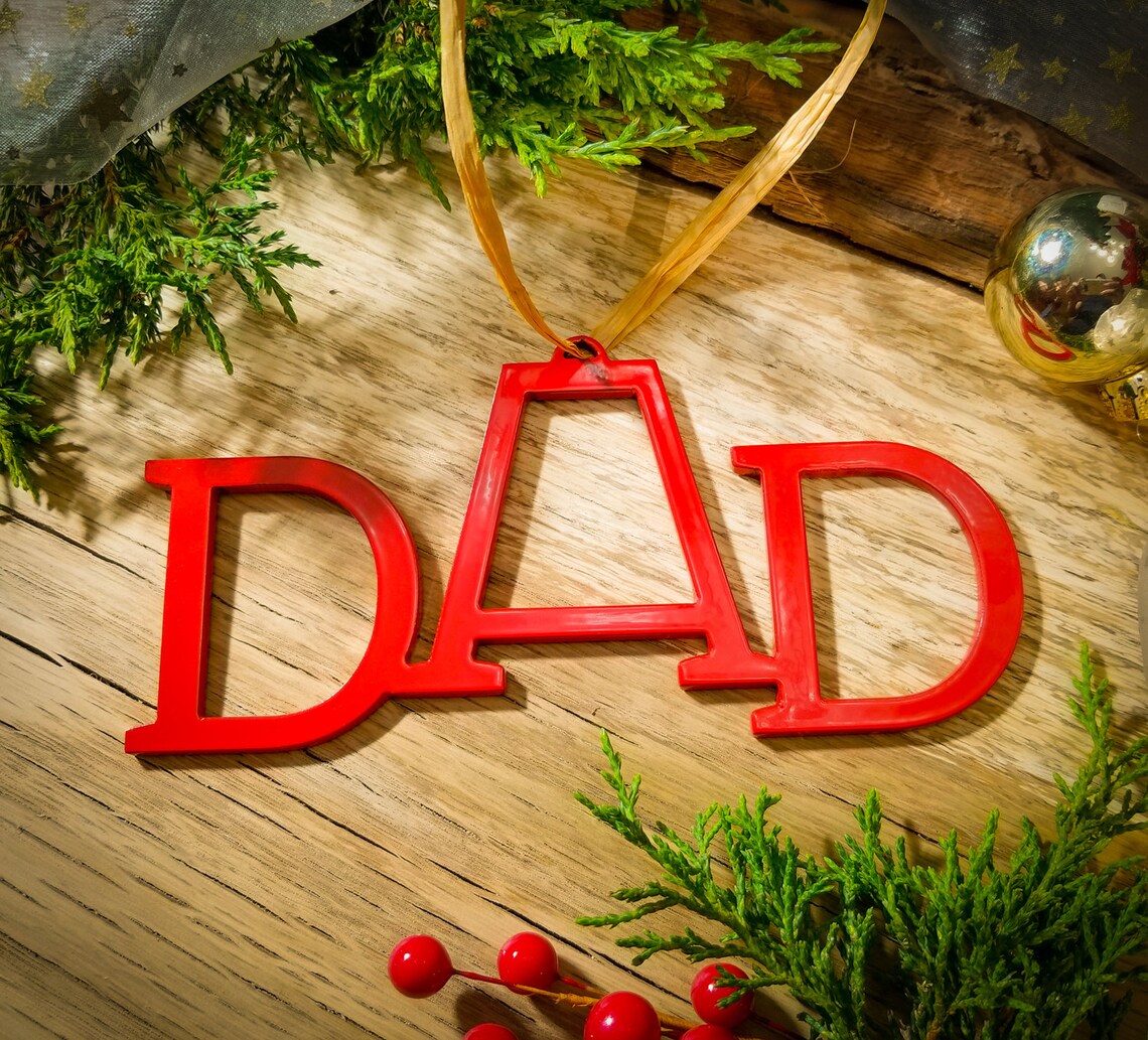 Dad Christmas Ornament With Letter Frame Opening for Kids Etsy