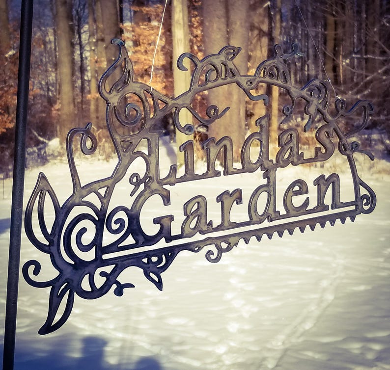 Custom Metal Cut Steel My Garden Gate Sign With Leaf and Vine Etsy