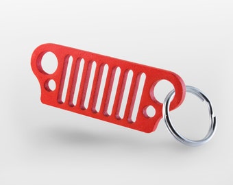 Jeep Grill Keychain JKU Wrangler TJ CJ Xj Yj - (Red) - Made in U.S.A!