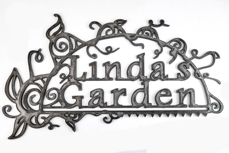Custom Metal Cut Steel My Garden Gate Sign With Leaf and Vine Design