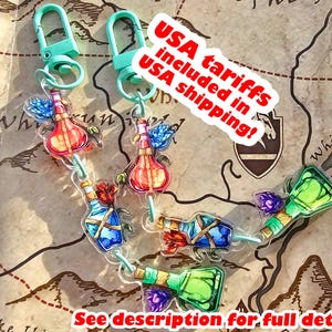 Skyrim Potions Acrylic Keychain, Charms, Cute, Magicka , Aesthetic, Dragon, Elder Scrolls, Video Game