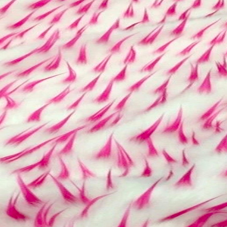 White Faux Fur With Pink Spikes Shaggy Long Pile Fabric By The Yard 60/'/' Width Coats Throws