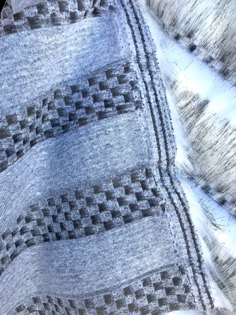 White /& Gray Faux Fur Fabric By The Yard 60 Width