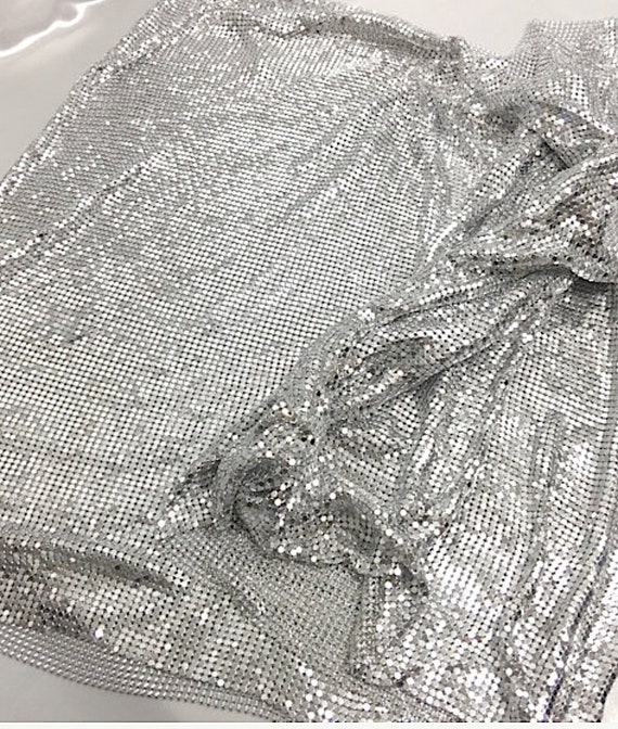 Silver Handmade Metal Mesh Chain Link Fabric 1 3/4 Yard Panel Etsy