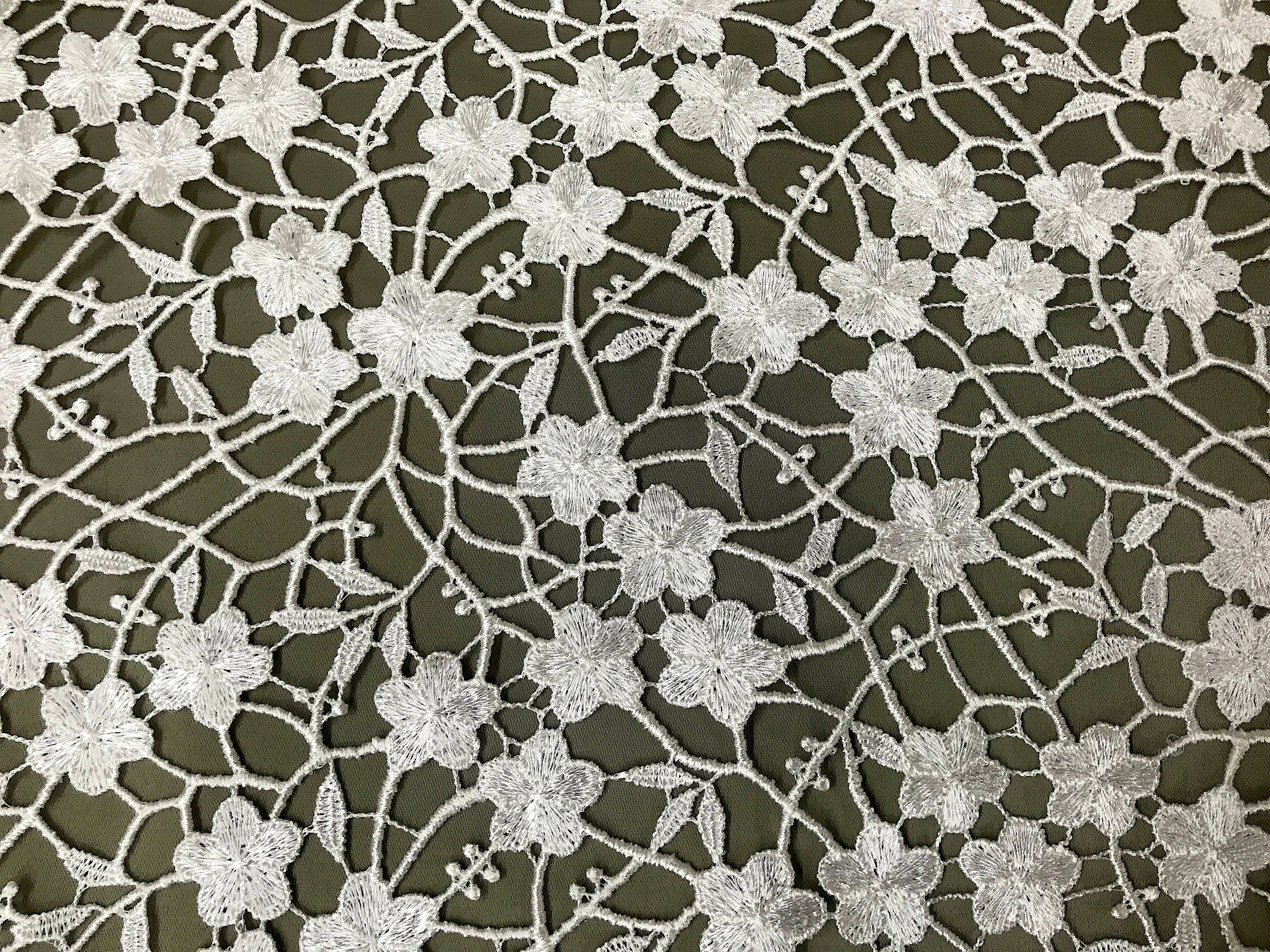 Floral Design Guipure Lace Fabric By The Yard 50 Wide Etsy