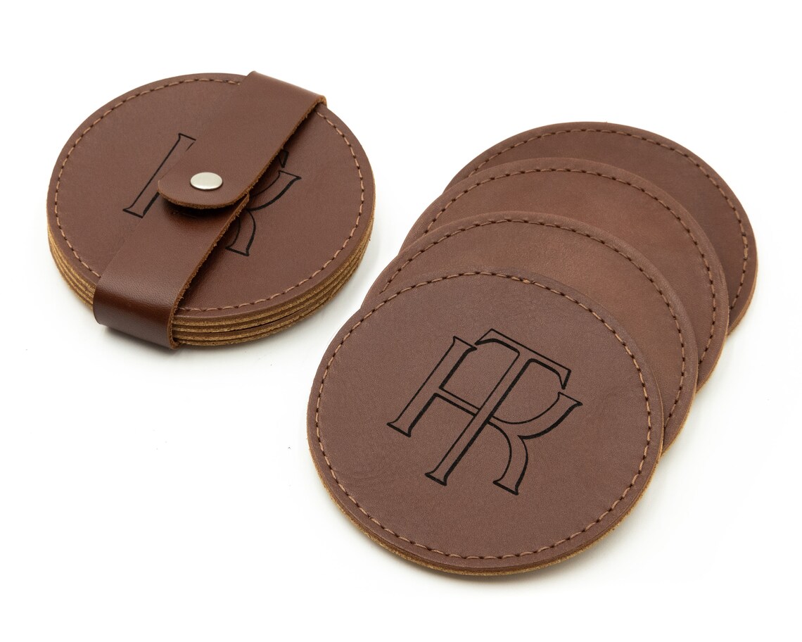Leather coasters. Set of 4 handcrafted coasters made with high Etsy