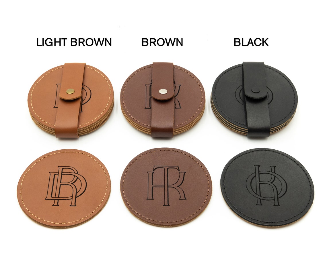 Leather coasters. Set of 4 handcrafted coasters made with high Etsy