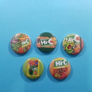 Set of 5 Ecto Cooler Pinback Buttons featuring Slimer from the Real Ghostbusters button pins pin badges