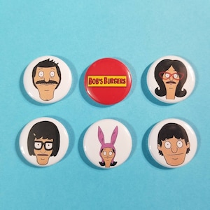 Bob&#39;s Burgers! Set of 6 one inch refrigerator magnets featuring the Belcher family from Bob&#39;s Burgers!