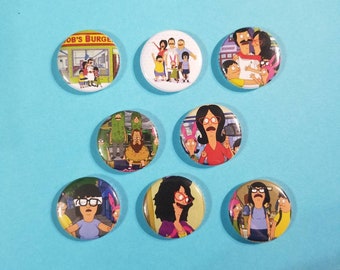 Bob's Burgers magnets! Set of 8 one inch refrigerator magnets featuring the Belcher family from Bob's Burgers!